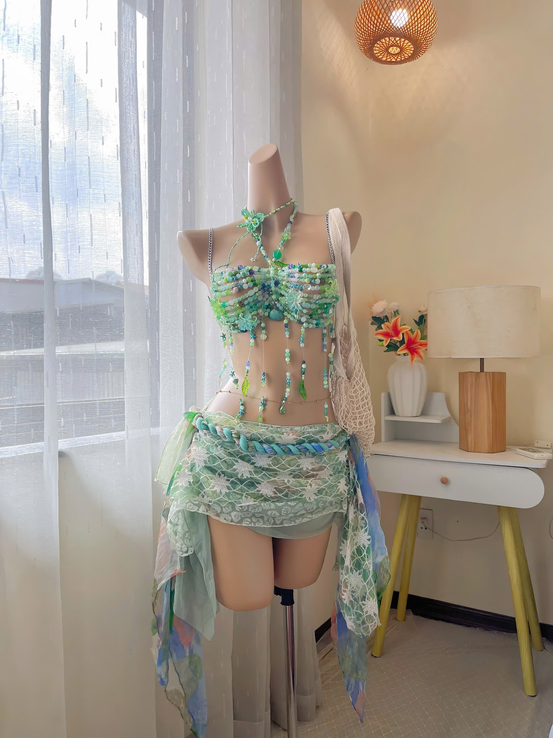 Beaded Top — handmade vintage boho bikini by Bánh Cam, Vietnam